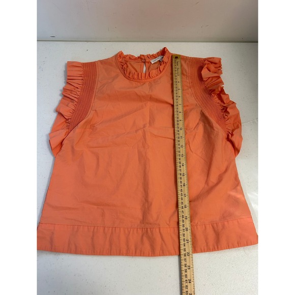 English Factory Coral Pink Smocked Ruffle Sleeve‎ Mock Neck Top Size M - Picture 4 of 6